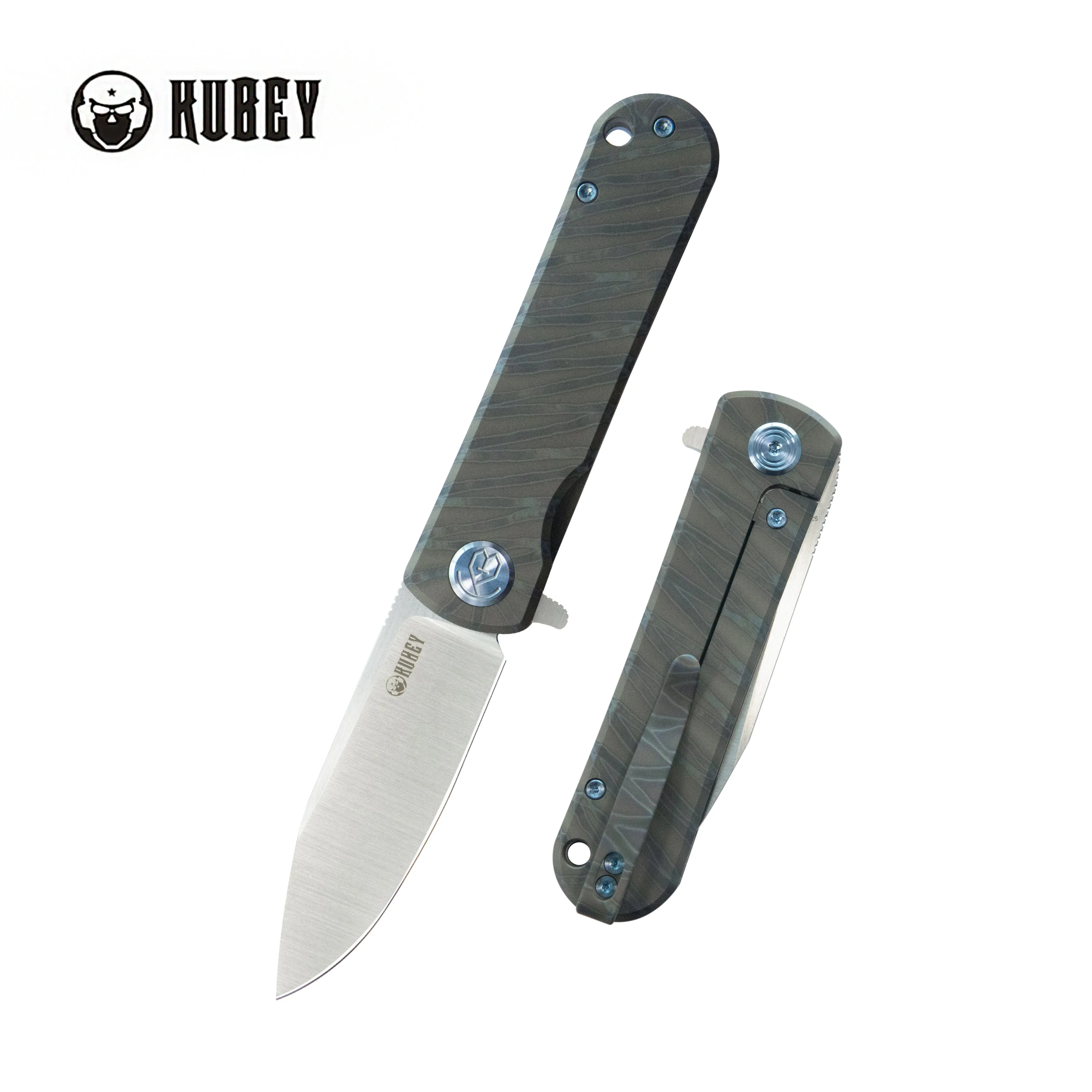 NEO Flipper Folding Pocket Knife Flame Titanium Handle 2.99 Belt Satin S35VN Blade KB359B