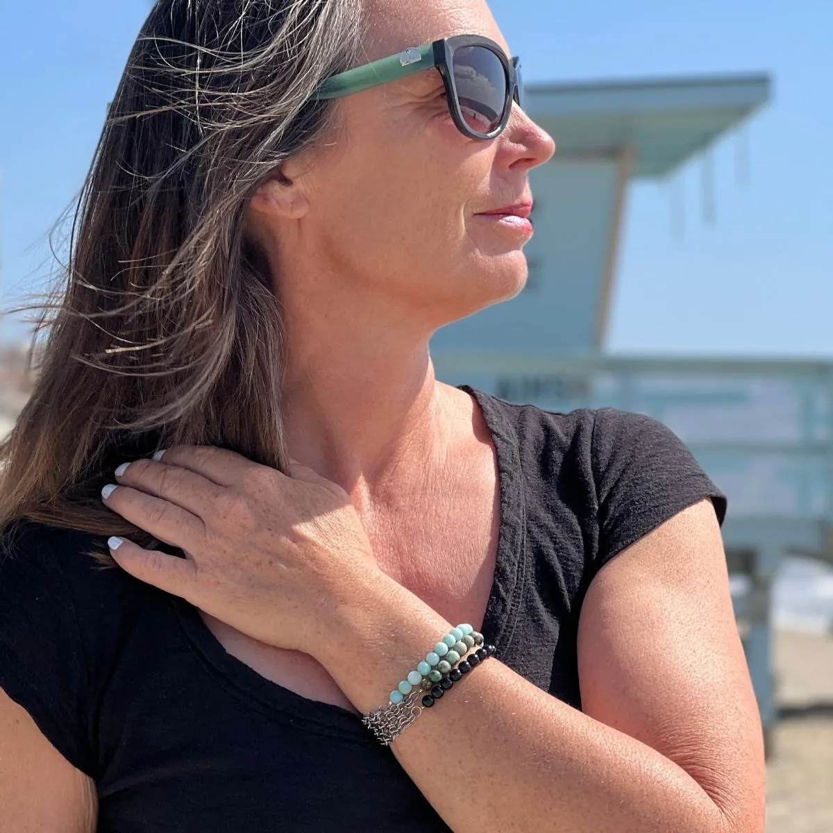 Neptunic SharkSuit Bracelet with Onyx - Sustainable Fashion for Ocean Lovers