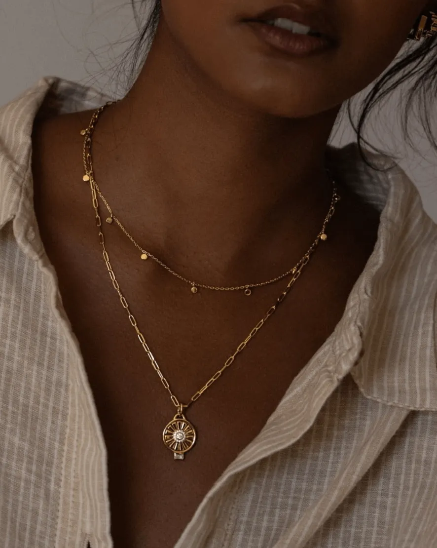 Nouveaux Mini Disc Necklace - Gold Vermeil