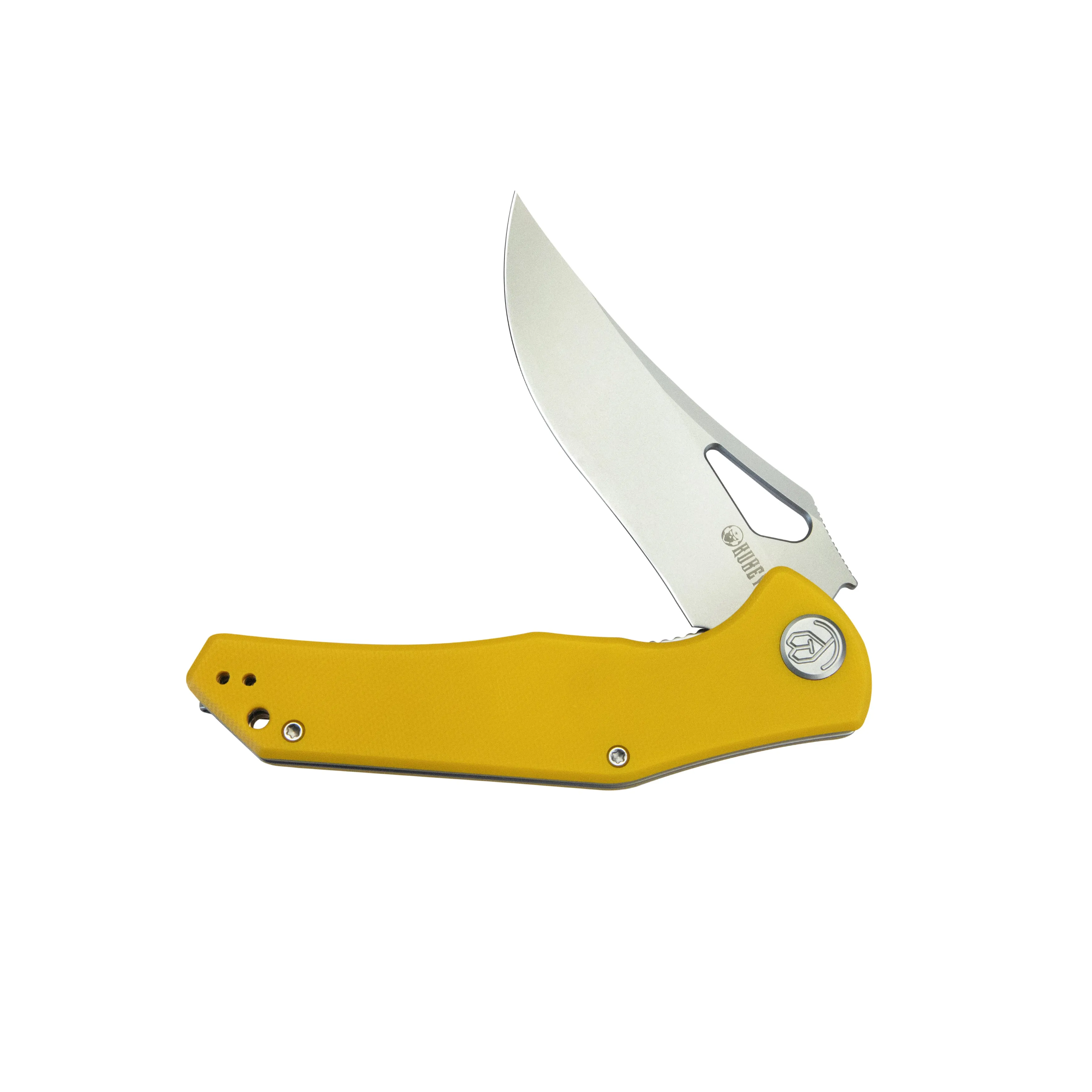 Phemius Liner Lock Folding Pocket Knife Yellow G10 Handle 3.66 Sandblast 14C28N KU149G