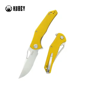 Phemius Liner Lock Folding Pocket Knife Yellow G10 Handle 3.66 Sandblast 14C28N KU149G