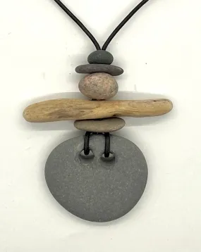 Rock and Driftwood Leather Necklace