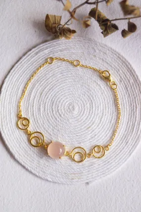 Rosy Circle Game Gold Plated Sterling Silver Chain Bracelet