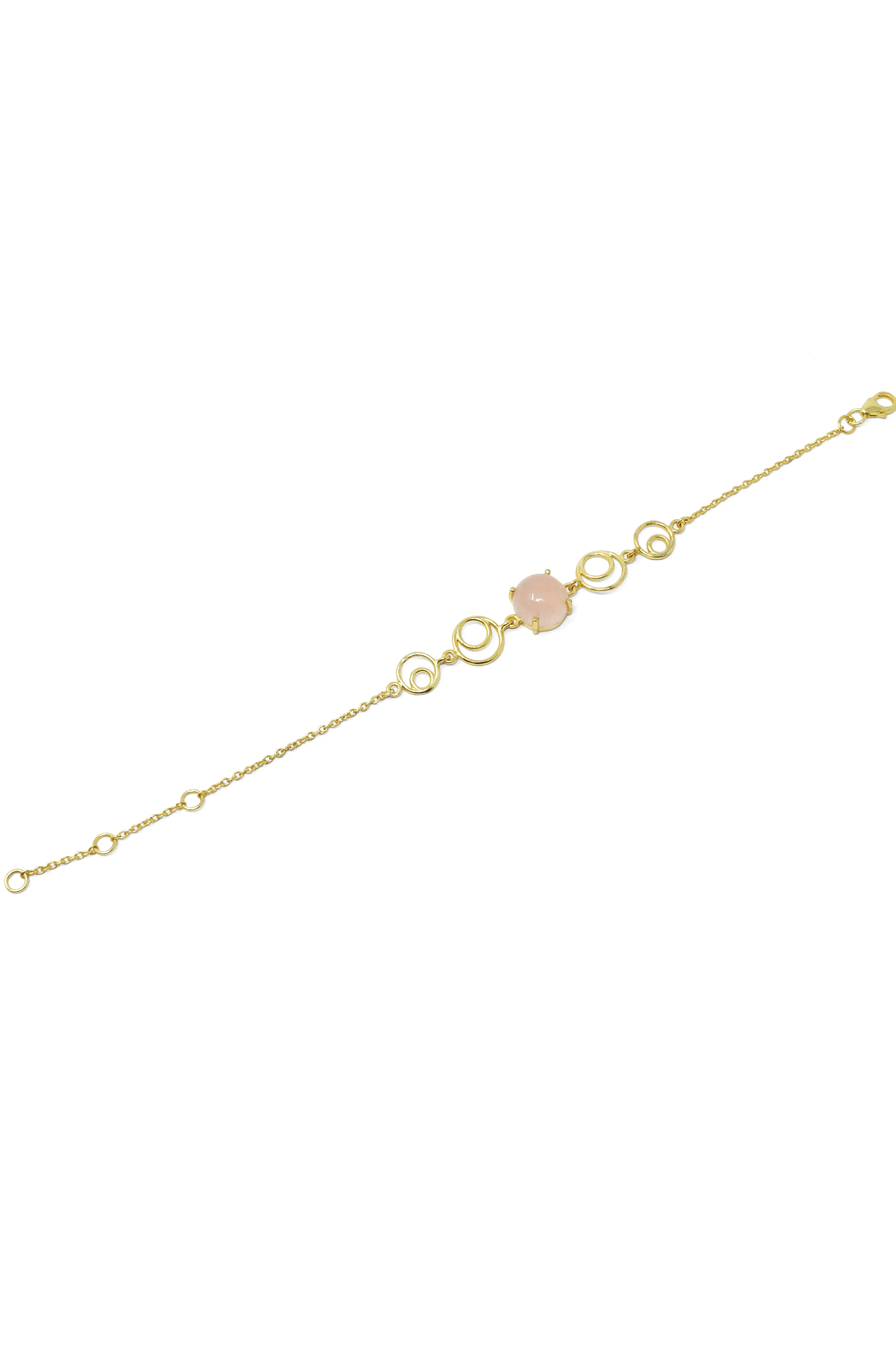 Rosy Circle Game Gold Plated Sterling Silver Chain Bracelet