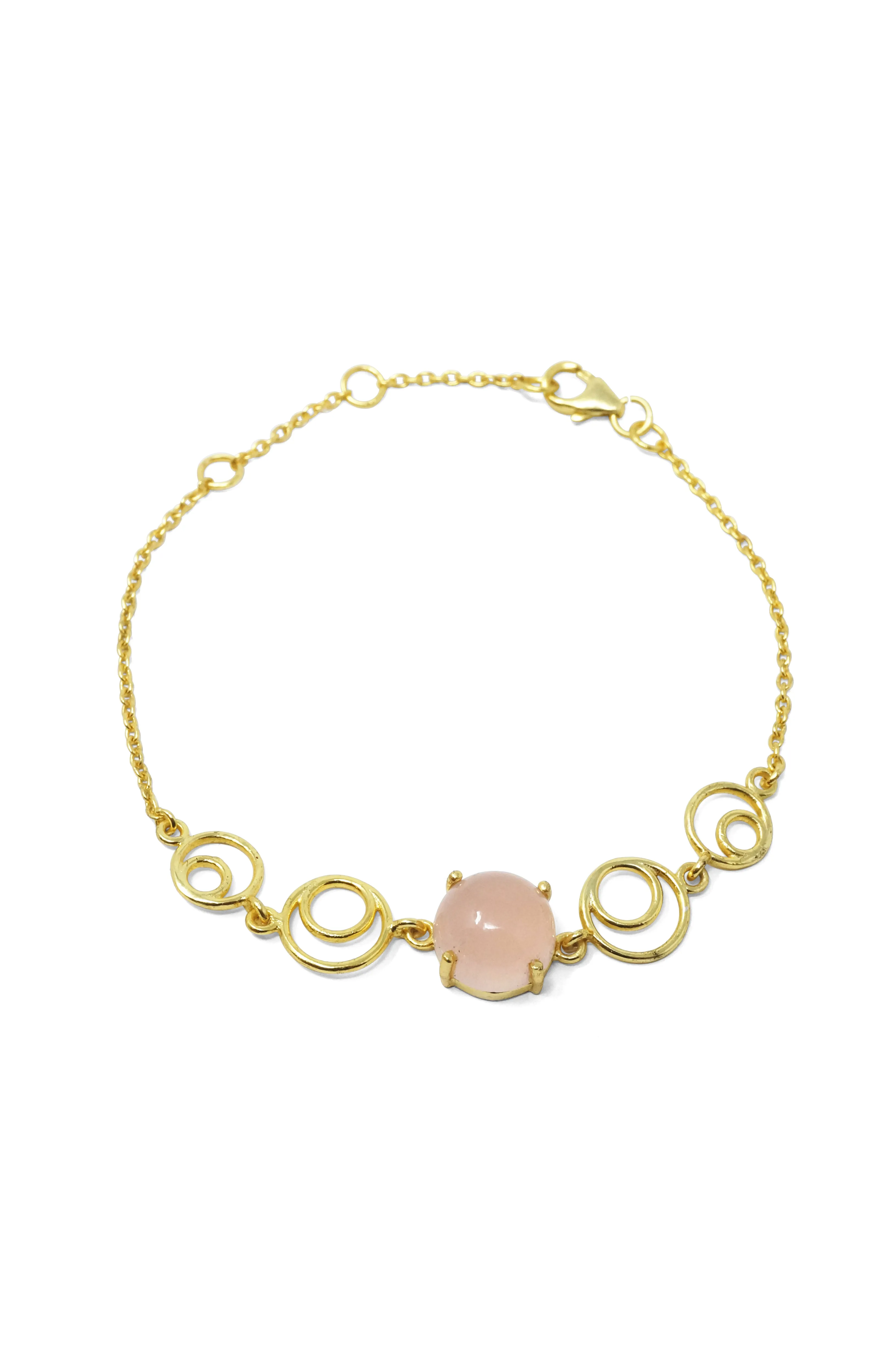 Rosy Circle Game Gold Plated Sterling Silver Chain Bracelet