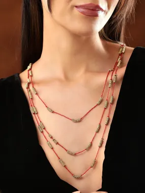 Rubans Voguish Antique Polished Red Multi layered necklace.