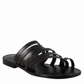 Sandali Celestia da donna stile romano antico in pelle colore nero