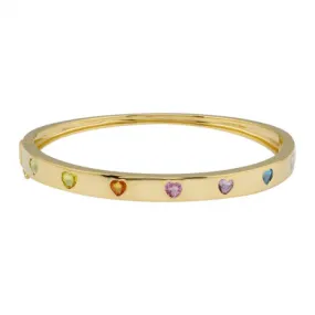 Segment Gemstone Hearts Rainbow Bangle