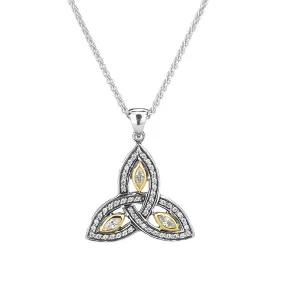 Sterling Silver 10k Trinity with CZ Small Pendant