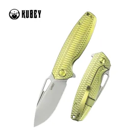 Tityus Frame Lock Flipper Folding Knife Gold Pattern Titanium Handle 3.39 Beadblast 14C28N KB360G