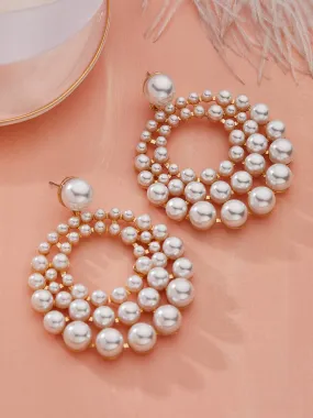 TOKYO TALKIES X RubansGold Plated Handcrafted White Pearls Chandbali Earrings