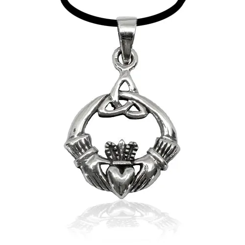 Triquetra Claddagh Necklace - Sterling Silver