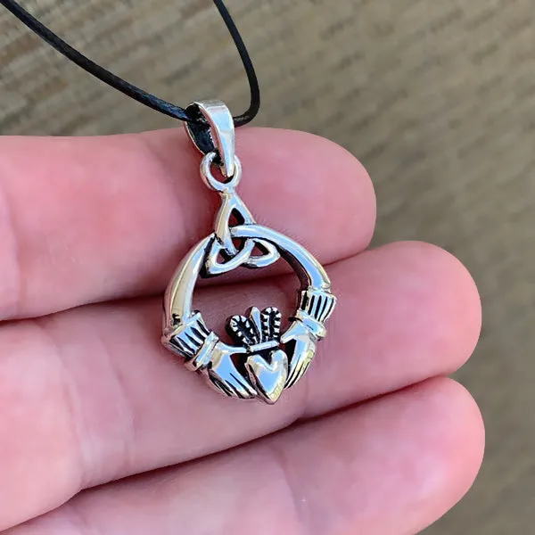 Triquetra Claddagh Necklace - Sterling Silver